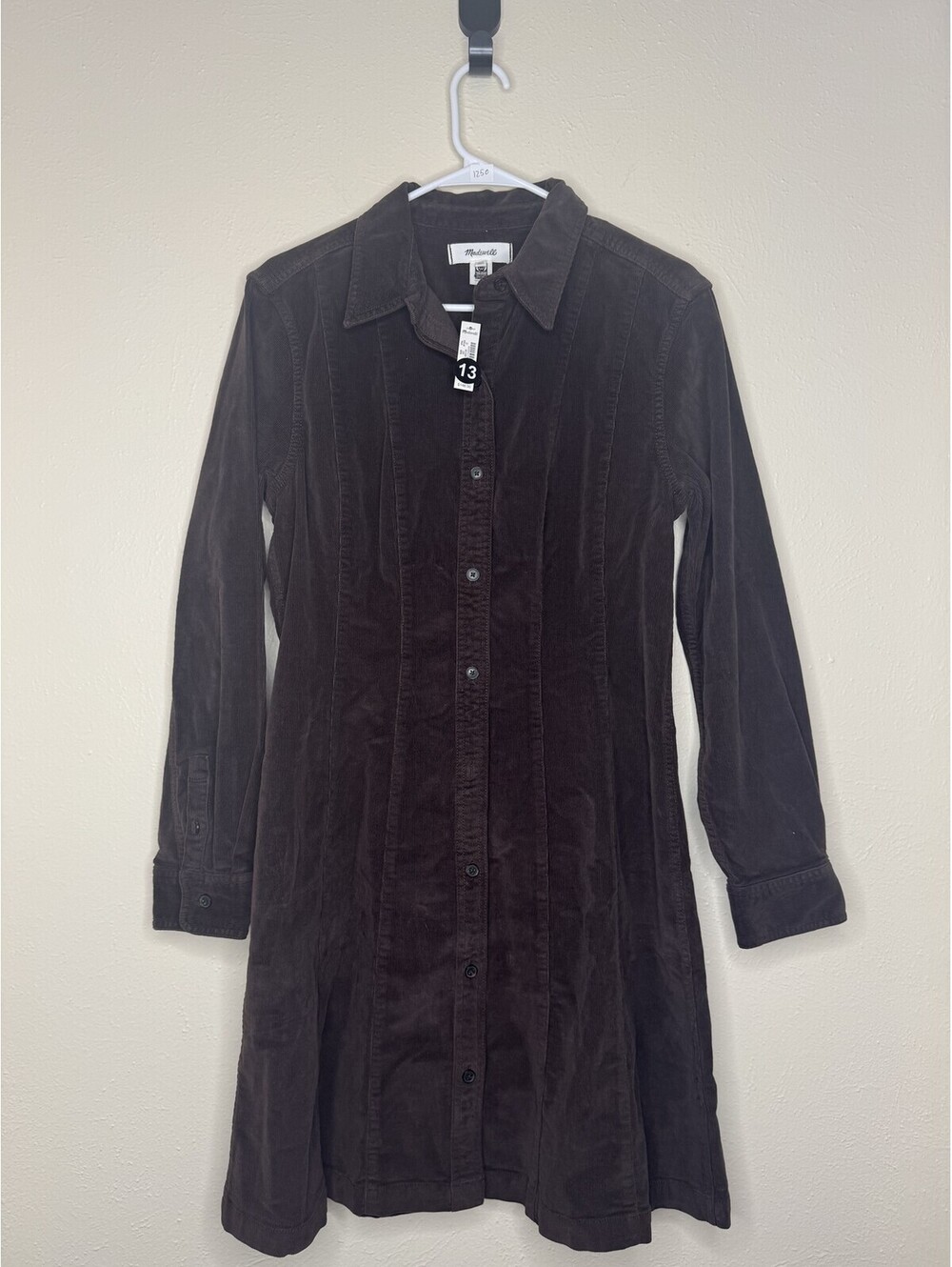 Madewell Button Up Mini Dress Brown Women's Size 10 NWT